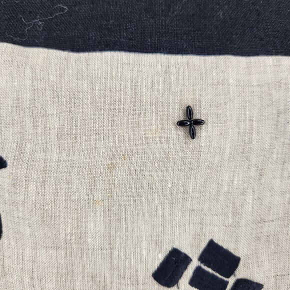 SALE Vintage Liz Claiborne Dresses Linen Embroidered Beaded Rounded Shoulder - Picture 6 of 7